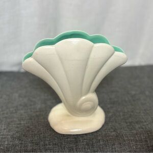 Vintage Red Wing Pottery Shell Vase Model 899 Teal Interior MCM